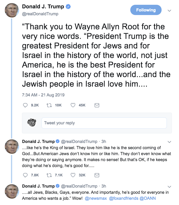 Image result for TRUMP TWEET KING OF JEWS