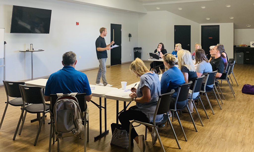 CathyAltman's tweet photo. Kicking off @MidloChamber Leadership Class of 2020 with strengths coaching by @justinkee17. #leadership #classofvision #responsibility #nocompetition https://t.co/gl85sHHxqm