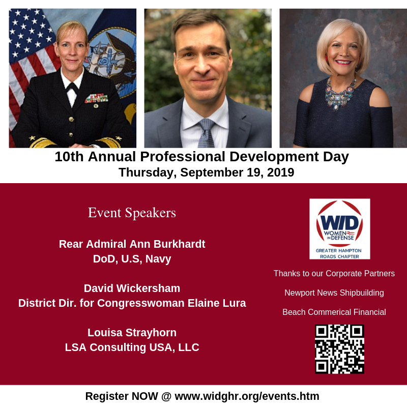 Registration for WID-GHR’s 10th Annual Professional Development Day Conference is NOW OPEN. Register today for this awesome event on September 19 in Virginia Beach, VA. register, visit widghr.org.  #IAMWID #WIDGHR #defense #networking #professionaldevelopment