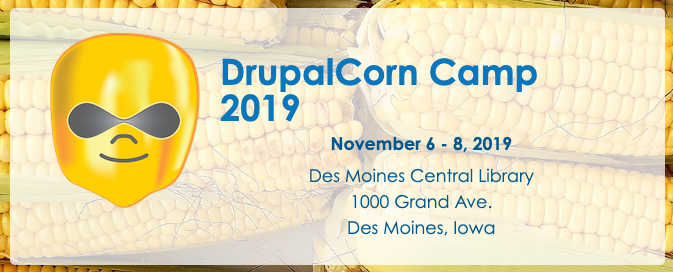 DrupalCorn's tweet photo. DrupalCorn Camp 2019 will be November 6 - 8 at the Des Moines Central Library! https://t.co/HKfVcACphj https://t.co/5myEmVppd8