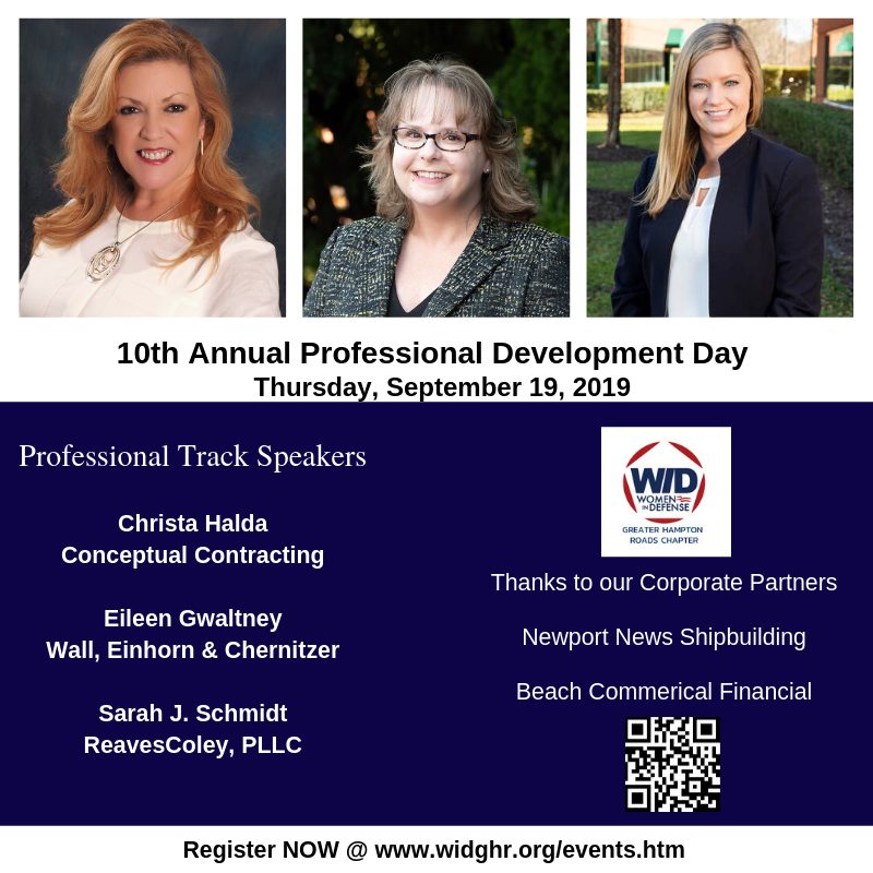 Registration for WID-GHR’s 10th Annual Professional Development Day Conference is NOW OPEN. Register today for this awesome event on September 19 in Virginia Beach, VA. register, visit widghr.org.  #IAMWID #WIDGHR #defense #networking #professionaldevelopment