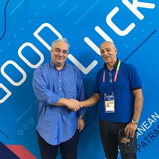cijmmedgames's tweet photo. The President of the International Committee of Mediterranean Games Amar Addadi met the Chief Executive Officer (CEO) of the Organizing Committee "Patras 2019" Elias Dalainas and had a fruitful discussion about the Mediterranean Beach Games of Patras
#Patras2019 #MBGPatras #CIJM https://t.co/GIKMqEfqtl