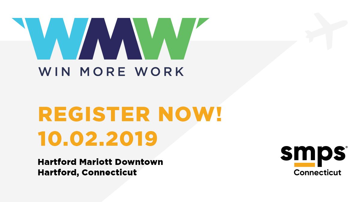 smpsct's tweet photo. Early bird registration ends at 5:00PM today for #SMPSCT's #WinMoreWork Summit!
Join us for a one-day summit featuring #AEC thought leaders delivering critical content to position your firm to #winmorework. https://t.co/ziI4OImIRK #marketing #businessdevelopment #sellerdoer https://t.co/uO2rqUQSjX