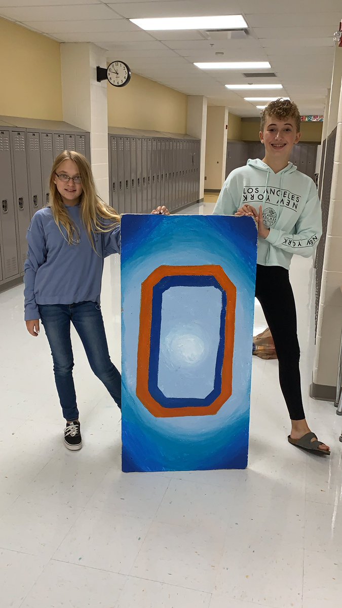 DibleMr's tweet photo. Ceiling tile painting in progress! Thanks Claire and Megan! #orangehighschool #willpostfinishedtile https://t.co/o7jUgTgyJb