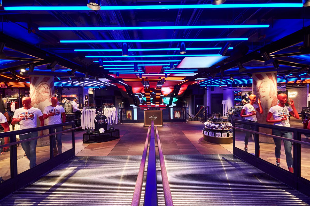 Theoneoff's tweet photo. Inside the new Hard Rock Store, Piccadilly, recently designed by us here at The One Off. #TheOneOff #HardRock #HardRockCafe https://t.co/MLRmTY4bDU