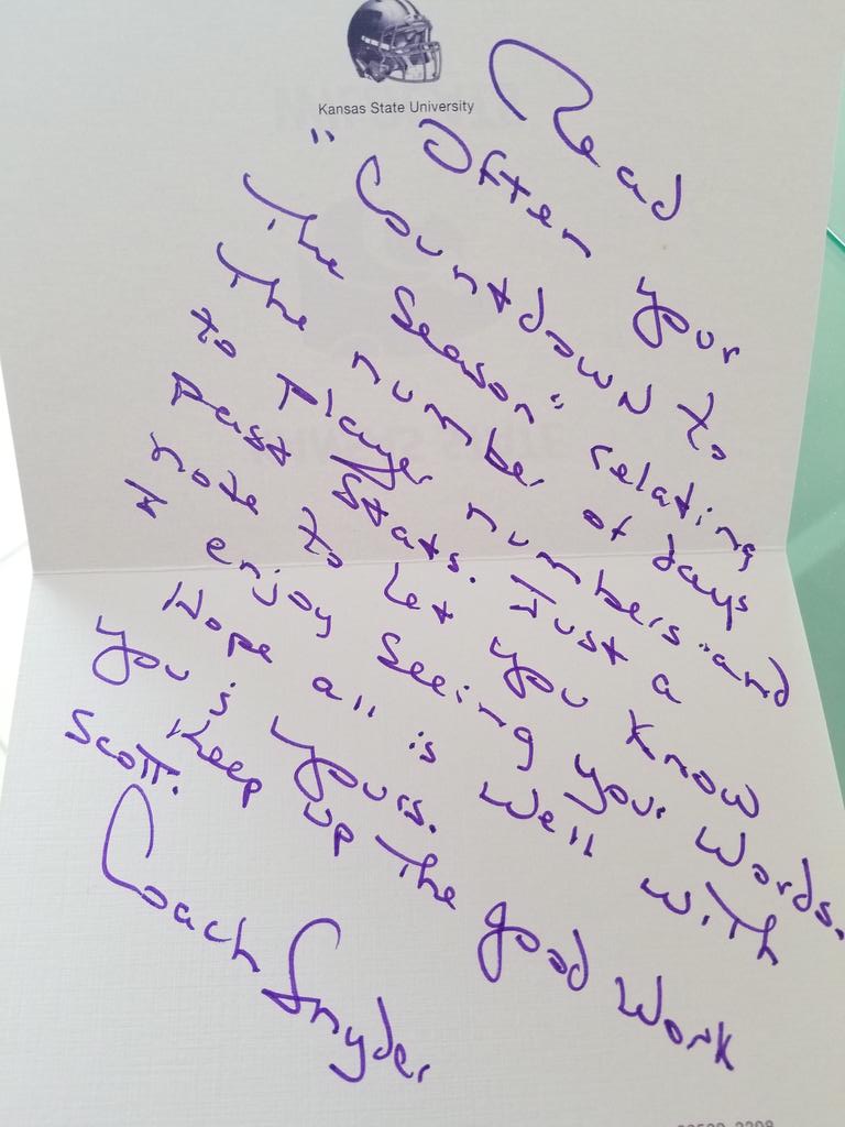 DScottFritchen's tweet image. It means a lot that this man has followed my journey in writing 99 stories in 99 days about K-State football at @GoPowercat. He is a Hall-of-Fame man. I am very grateful for the opportunity to write stories about the K-State Wildcats.