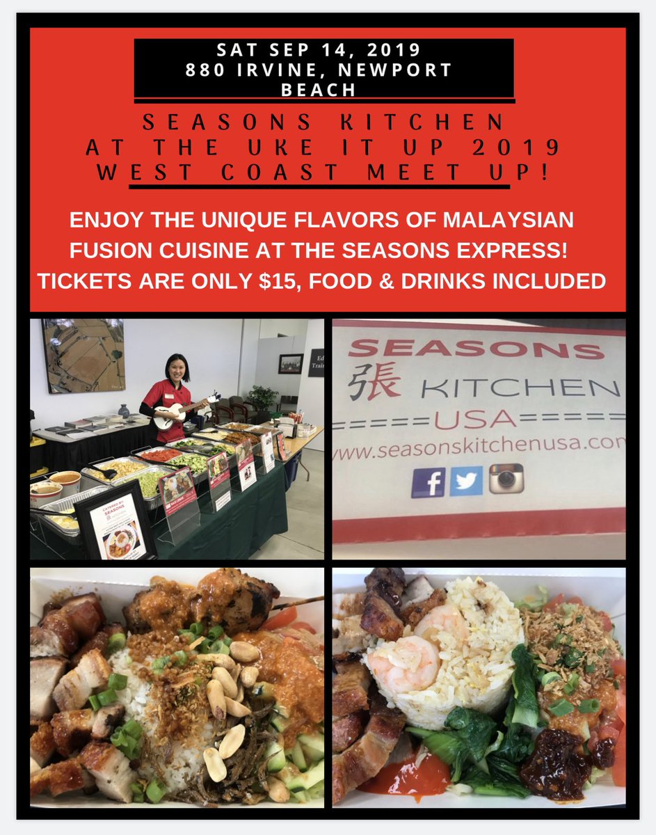 ukulele_hawaii's tweet photo. At #UKEitUP2019 food and drinks will be provided by our awesome friends at #seasonskitchenusa. Tell all your friends to join us for a great time with delicious food. 
.
.
#ukulele #ukulelemusic #UkuleleMeetup #uke #ukuleleforthesoul #jamsession #music #meetup #theoc #socalmeetup https://t.co/ofdgEZWmxh