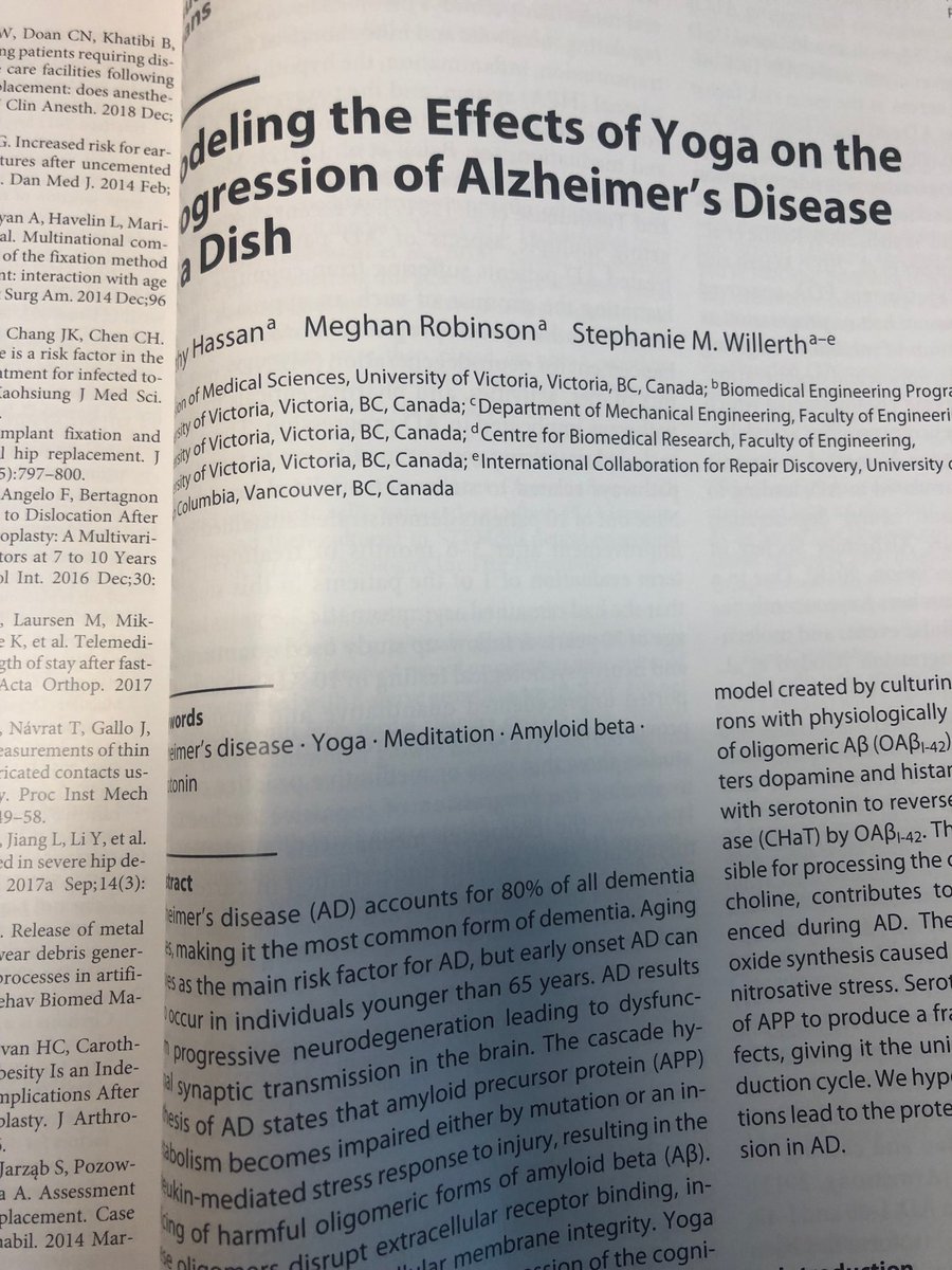 Dr Willerth Got A Hard Copy Of The Yoga Paper Read It Online Here T Co Xlh5fvfsnv Alzheimers Uvicresearch