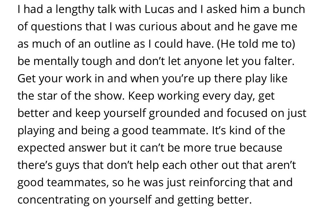 Mathew_Mocha89's tweet photo. Was looking back at an interview I conducted with @Pete_Alonso20 for @MetsMerized back in September 2017 &amp; this graf stood out about the interaction he had with Lucas Duda during spring training of that year.

Speaks to the type of player &amp; teammate Alonso has been.

#Mets @Mets https://t.co/5Tz7OMWVsT