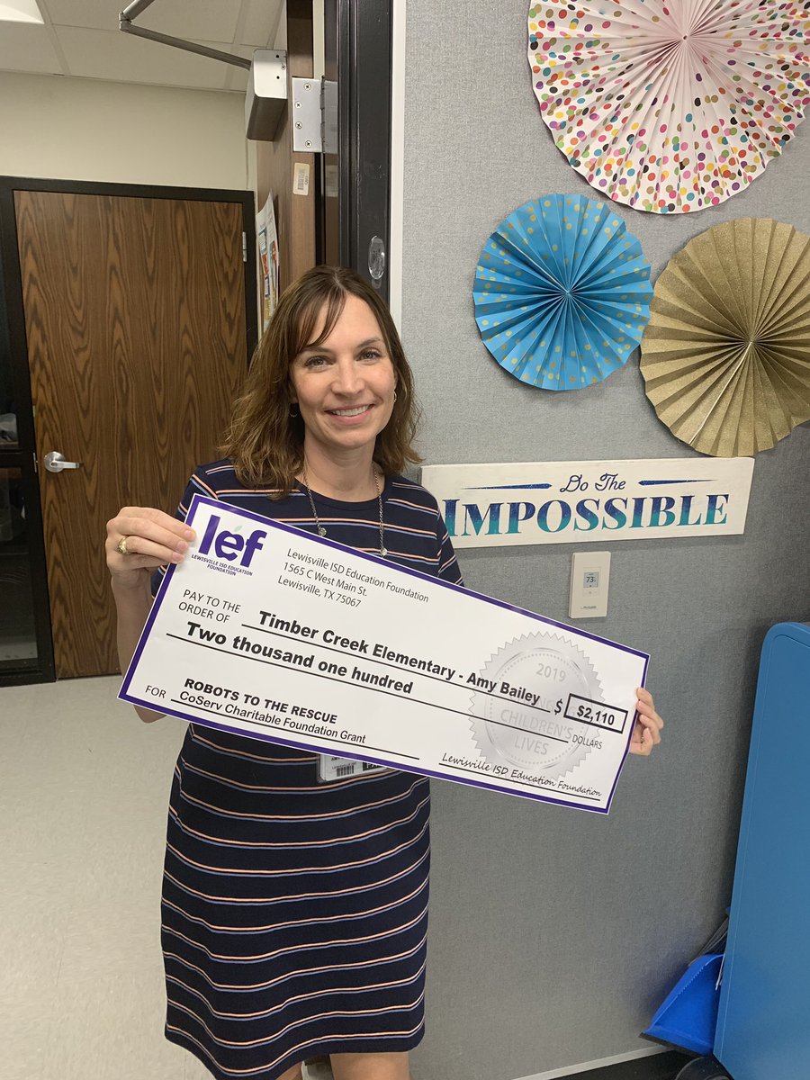 MrsBaileyGT's tweet photo. Thank you Lewisville Education Foundation for my grant!  We will be programming mini robots with K-2 kids!  I can’t wait! #LEFGrants #lisdgt #TCRoars https://t.co/DWmbir1Tnl