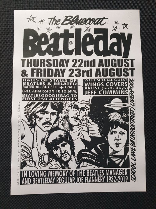 Marketing_Lpool's tweet photo. The Bluecoat Beatleday Thursday 22nd AUGUST &amp; Friday 23rd August With Special Guest Wings Covers Artist 
@spuddemos

 Jeff Cummins https://t.co/yNa85hIoOR