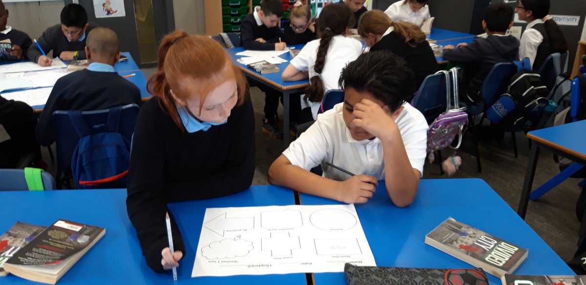 IbroxPrimaryP6T's tweet photo. P.7 worked in pairs to reflect on the chapter they had read. 
#dividedcity
#makeconnections
#askquestions
#visualise
#makepredictions
#summarise https://t.co/RhitzMEj2G