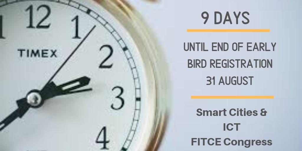 FITCEbe's tweet photo. The countdown has started! 😆
Register for Early Bird tickets for our Smart Cities event 25-27 Sep 2019.
https://t.co/EiggWLl9yJ
.
.
#fitce #FITCEBE #smartcities #ict #countdown #technology #technologytrends #telecom #register #lessthan30days #event #conference #getyourtickets https://t.co/dUiqRl03lh