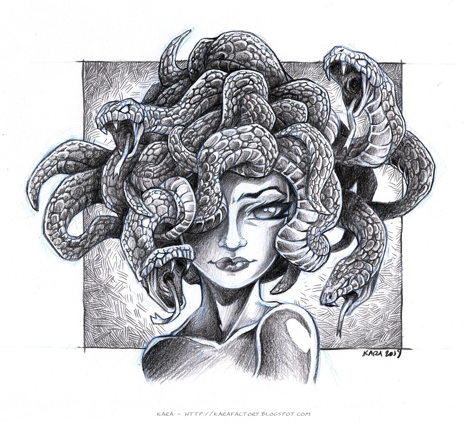 Medusa Sketch Black and White Sketch - Etsy
