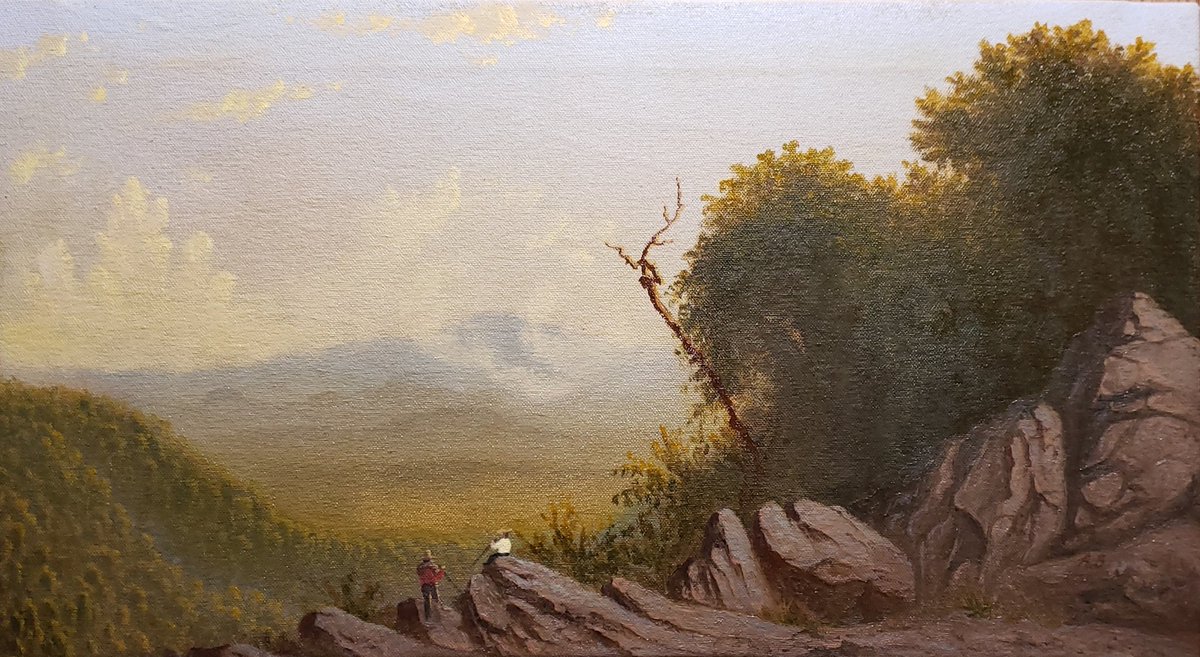 AustinStilphen's tweet photo. Different variations... the 2nd plein air sketch with the two studio ruff drafts seem to be the mark for the final picture. 

#maine #pleasantmountain #denmark #sketch #mountwashington #bridgeton #newengland #hudsonriverschool #oilpainting #classical #contemporary https://t.co/KsYVRUcAiV