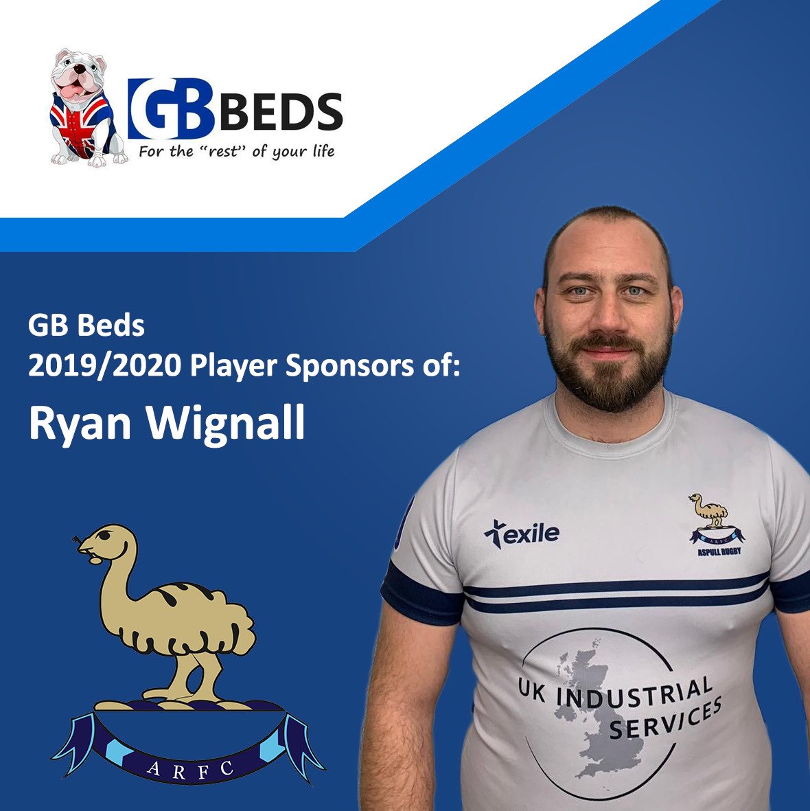 Aspullrfc's tweet image. Aspull front row forward Ryan Wignall is sponsored by @gbbedding that hope to serve you with all your bedding needs for the ‘rest’ of your life.
Check out their website for really cheap bedding gbbedding.co.uk 🛌 
#uptheemus #aspullrfc