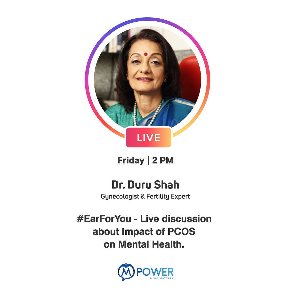 mpowerminds's tweet photo. (2/2)Visit @mpowerminds Instagram handle on 23rd August for a Live Question & Answer session, to clarify all your doubts regarding #PCOS & its connection with #MentalHealth with @drdurushah a well-known gynaecologist & scientific director of Gynaecworld.
#EarForYou https://t.co/HkRvFyqbIB