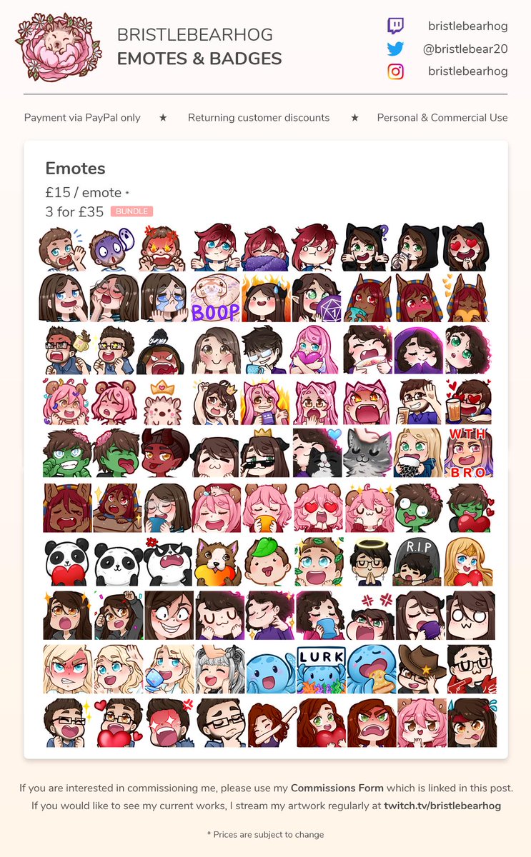 My normal commissions are closed for a little while, but all twitch commission types are open! Emotes, Sub Badges, Cheer badges and panels! #commissionsopen #twitchcommissions
