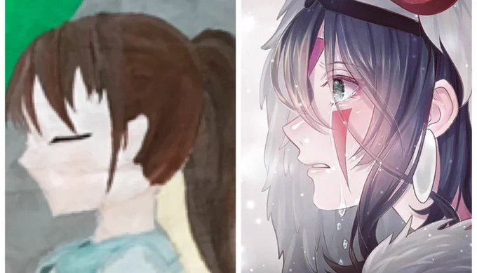 《ビフォーアフター》
◀◁中学2年生の時の絵(文化祭ポスター)
▷▶︎18歳現在描いた絵

結構成長したんじゃないかなと思う 