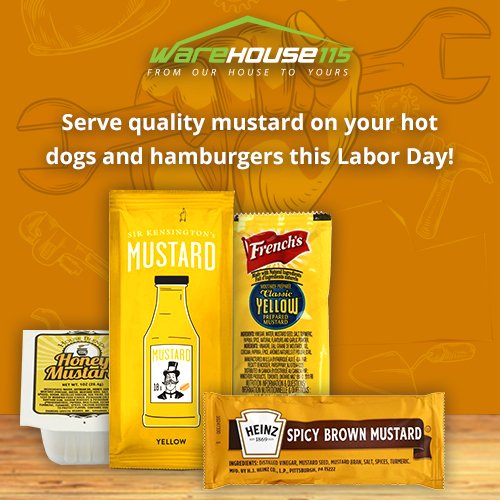 Warehouse115's tweet photo. Provide yummy condiments for your guests with mustard on the side for your Labor Day celebration dinner. https://t.co/Aq3fdDDhLz
#laborday2019 #labordaycelebration #mustardsauce https://t.co/rdrNPnawch