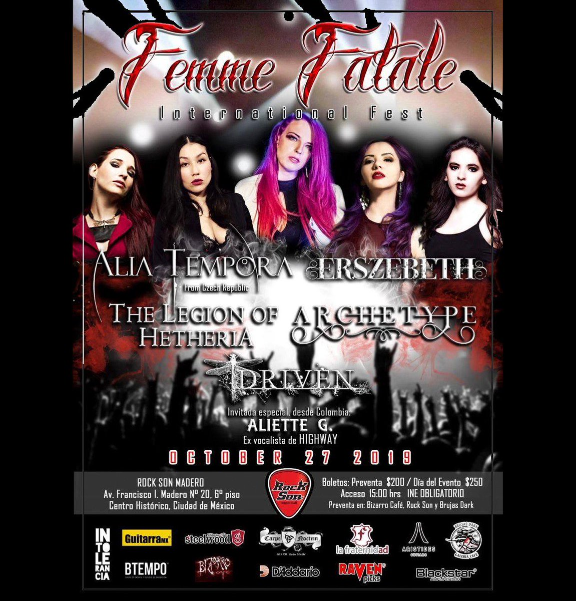 aliette_g's tweet image. #FemmeFataleInternationalFest estaré debutando con mi proyecto al lado talentosísimas chicas en la CDMX el 27 de oct, no se lo pueden perder, allá nos vemos! 🙂🤘🏻 @drivenoficial @erszebeth_mx @AliaTemporaBand @archetype @thelegionofhetheria #music #festival  #femmes  #Mexico