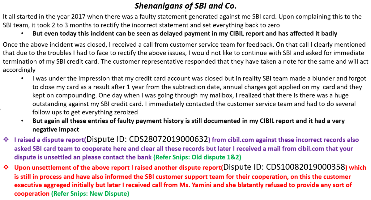Akki_Sing_h's tweet image. @SBICard_Connect @TheOfficialSBI Recently I got to know that mistakes made by SBI card system over 2 years back has impacted my CIBIL score. Customer support is not helping in removing incorrect records from my CIBIL #Worst_Customer_Support #Quit_SBI Snip below for more details.