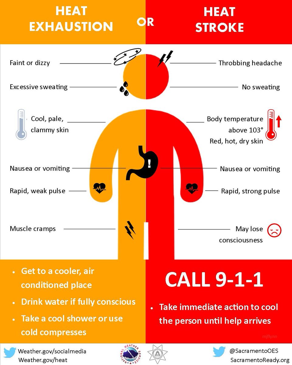 necsportsmed's tweet photo. What's that Wednesday is back! Just like our fall athletes! Welcome back (we will see the rest of you very soon) take a quick look at this infograph to see the difference between Heat Stroke and Heat Exhaustion. #themoreyouknow #heatstroke #ksi #athletictraining #gogrims https://t.co/axci9GNPmc