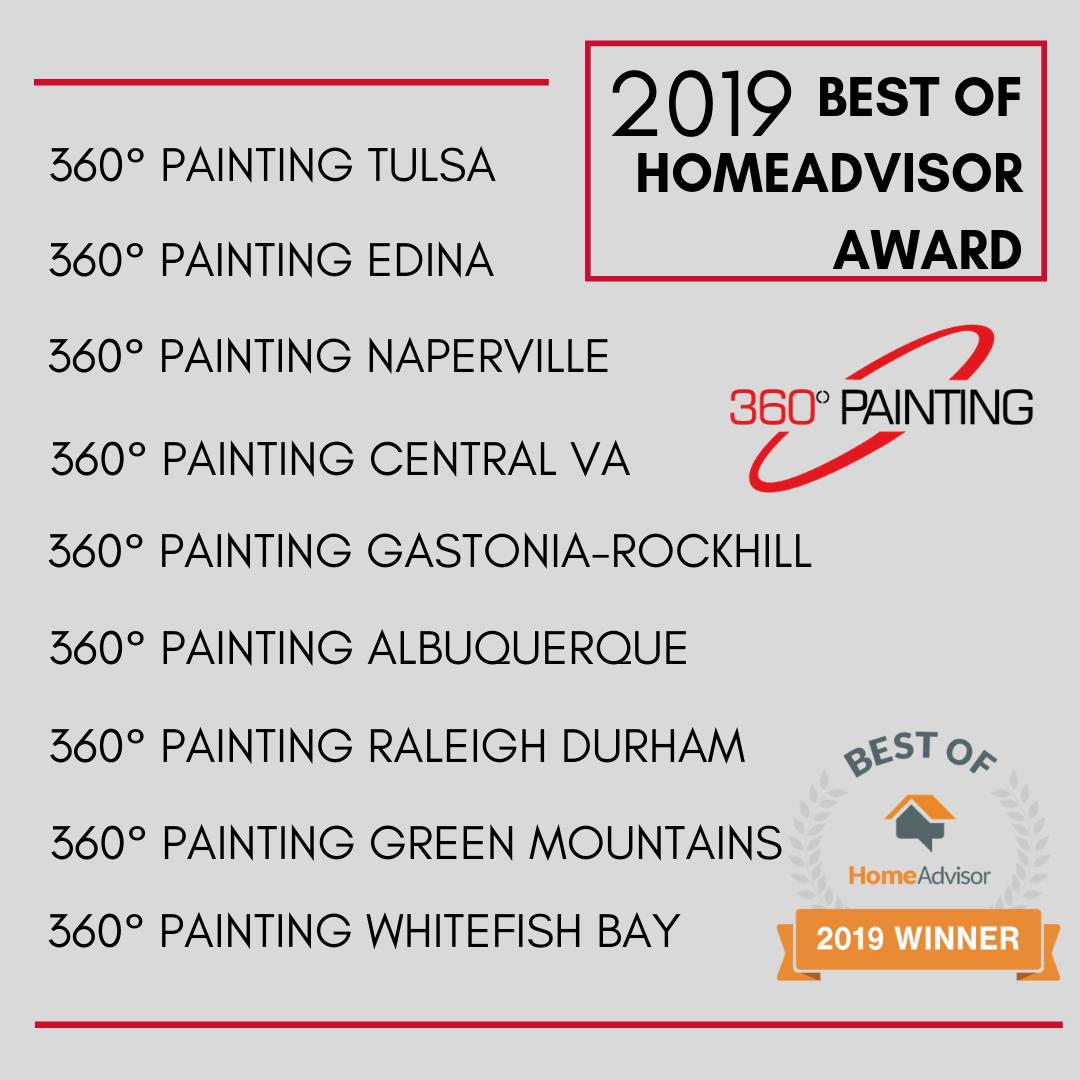 PSBHomeService's tweet image. Congratulations again to our @360Painting partners who won the 2019 Best of Homeadvisor Award! These partners have above a 4.0 rating and a great track record with customers. We take pride in our owners doing incredible work out in the field and love to see them rewarded!