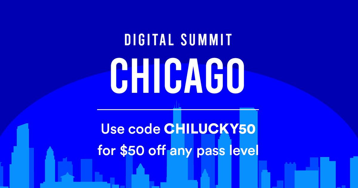 Brandfolder's tweet image. Come see us at the Digital Summit in Chicago next week, August 28-29!
Registration is still open - use code CHILUCKY50 for $50 off any pass level. Visit chicago.digitalsummit.com/tickets/ for more info. @DigitalSummits #DSCHI