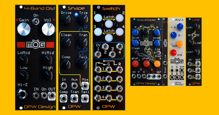 MatttechModular's tweet photo. 3 new DPW Design modules in stock: MOG D-2 4-BAND DISTORTION, SHAPE SH-1 and SWITCH SW-1 (plus rest of range restocked) https://t.co/mcRfi4TAkQ #eurorack #modularsynth #dpwdesign https://t.co/wBZzKaIFFH