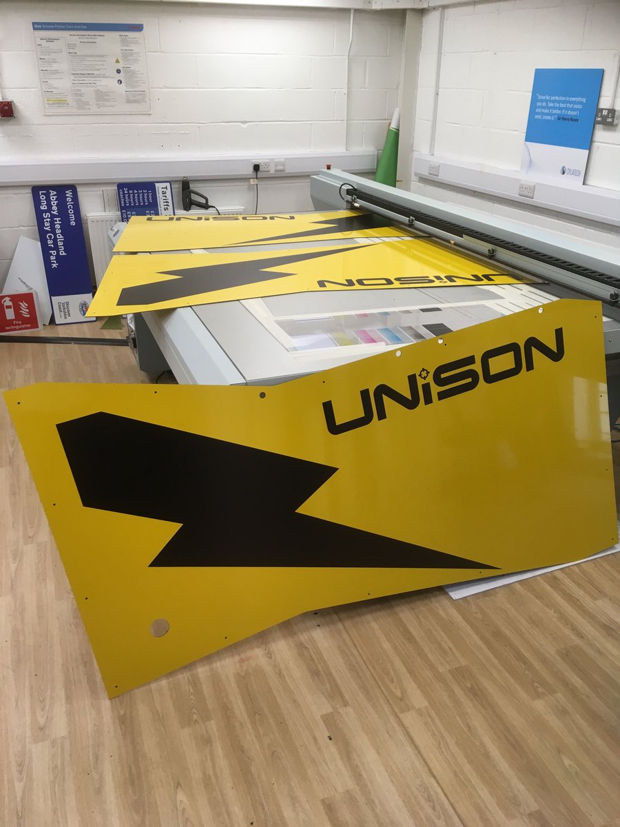 Variety is definitely the spice of life... this work involved designing and selectivley printing onto #blackacrylic to produce this fabulous #sign for Caz at #Compassfitness in #Scarborough. In contrast, we do precision printing for #Unison in #Eastfield. 
phone us 01723 332424