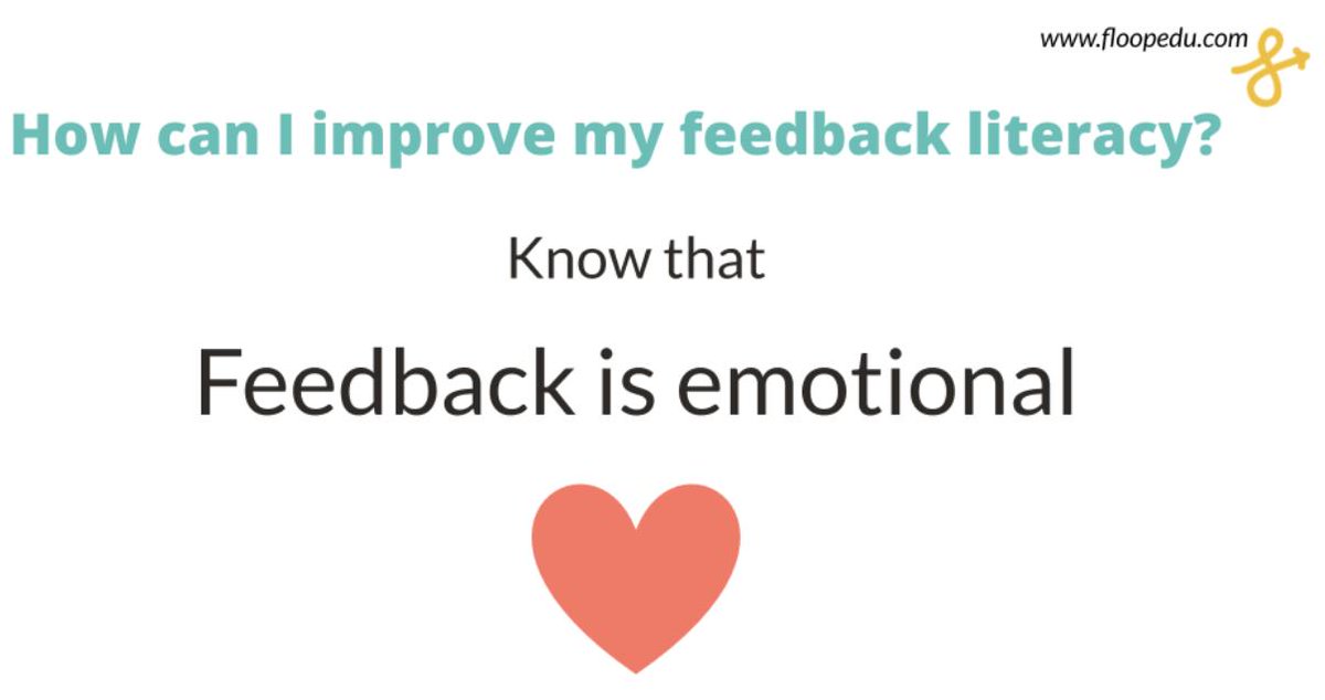 FloopEdu's tweet photo. The first step to improving students’ #feedbackliteracy? Know that feedback is emotional! Share a story with your students about a time when feedback was hard for you. https://t.co/vyXAERzSSl https://t.co/4JiGT37Nj7