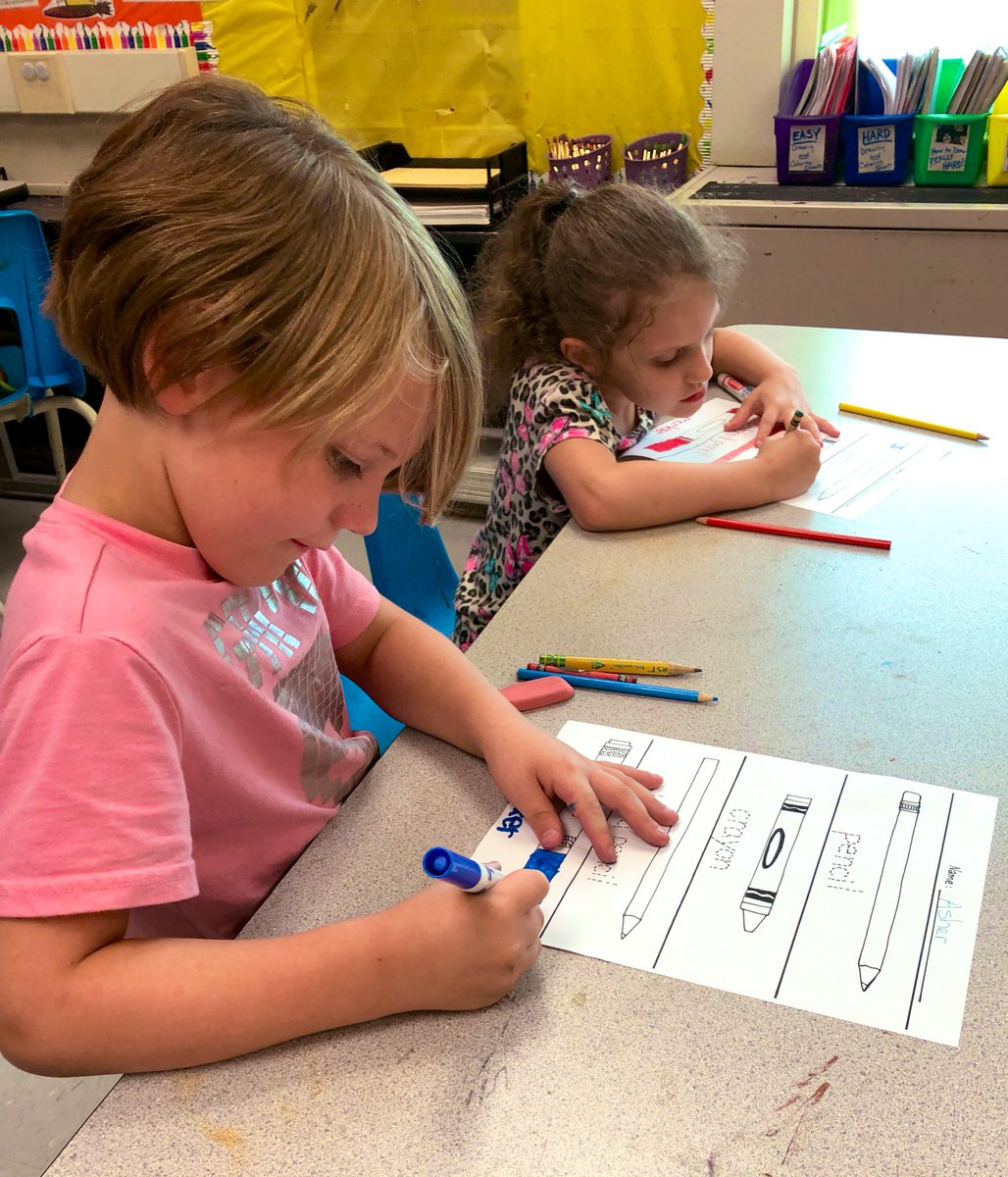 Kindergarten students are learning where to find drawing tools and how to use them in art class. #ottbearcubs #isdstrong #elementaryart