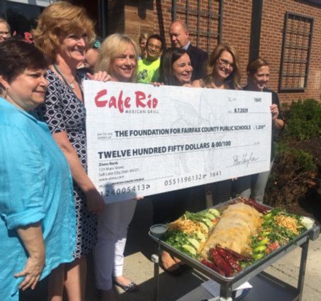 educatefairfax's tweet photo. Delighted to participate in the grand opening of @caferio in Herndon today! Thank you for your support of @fcpsnews and #collectforkids. And for the biggest burrito we've ever seen!! https://t.co/RY0Upr47UB