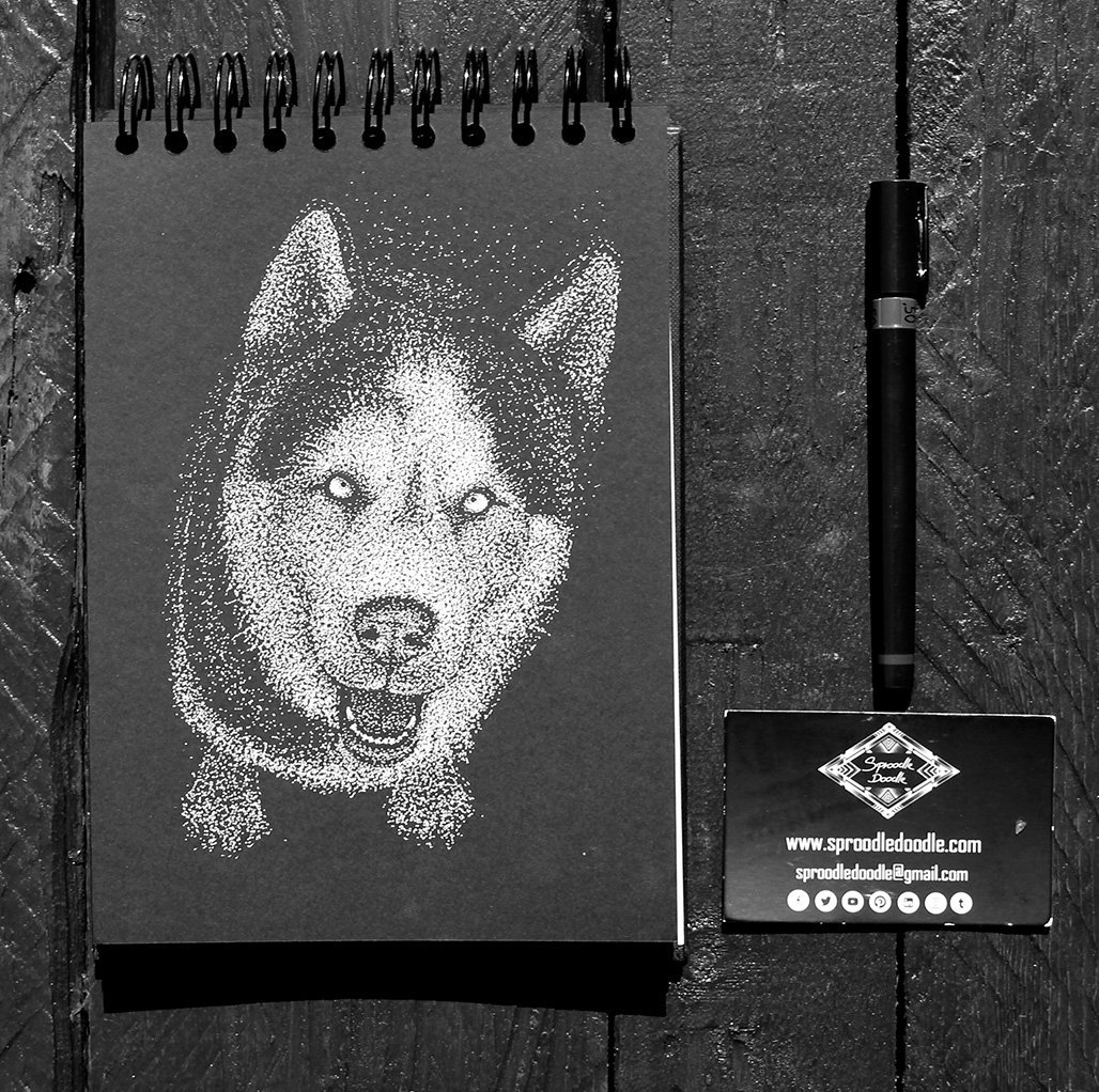 Interested in pet portrait? Starting from £50 for A5.... Pm me, email me (sproodledoodle@gmail.com) ...get in touch...
#pet #portrait #husky #dog #stippling #commissionsopen