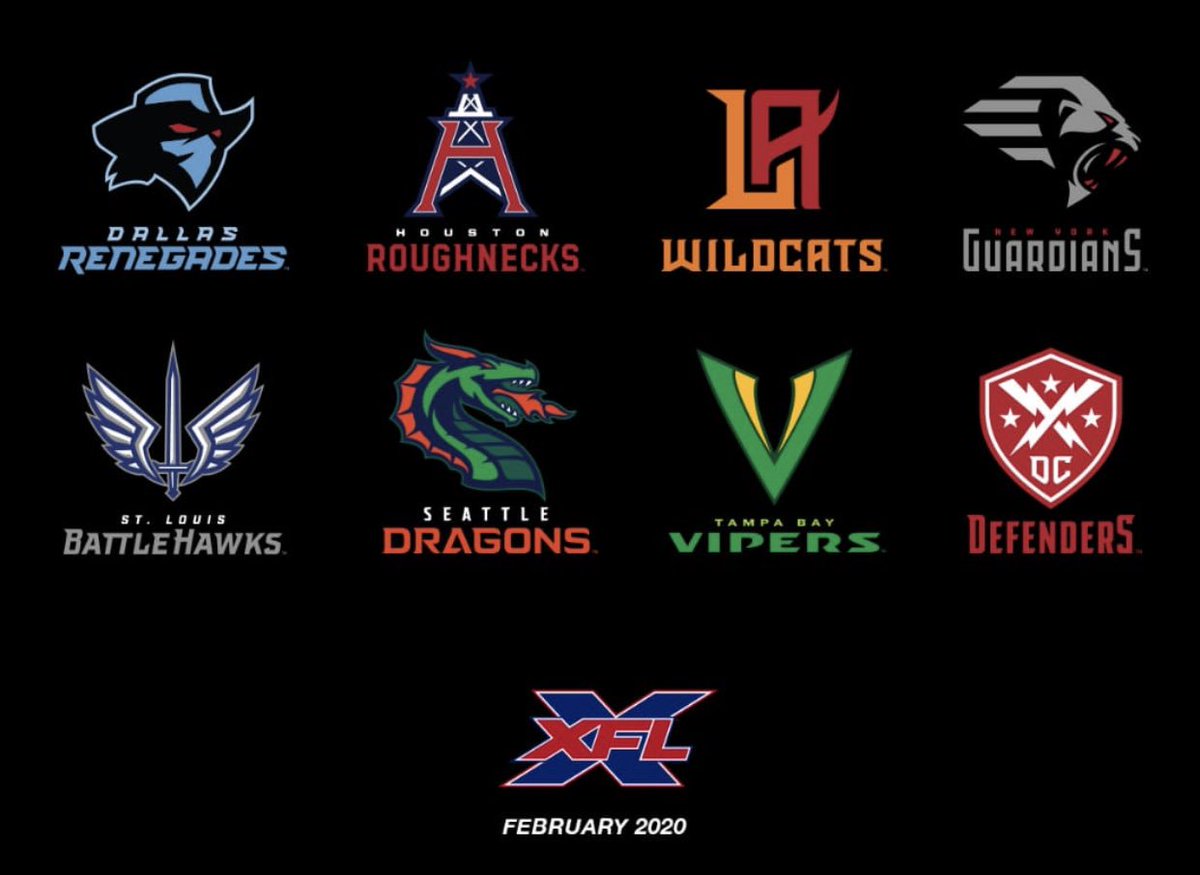 XFL Team Name/Logo Power Rankings:
1. St. Louis Battlehawks
2. Seattle Dragons
3. New York Guardians
4. Dallas Renegades
5. DC Defenders
6. Tampa Bay Vipers
7. Houston Roughnecks
8. Los Angeles Wildcats

Definitive takes will come from <a href="/PFTCommenter/">PFT Commenter</a>, however.