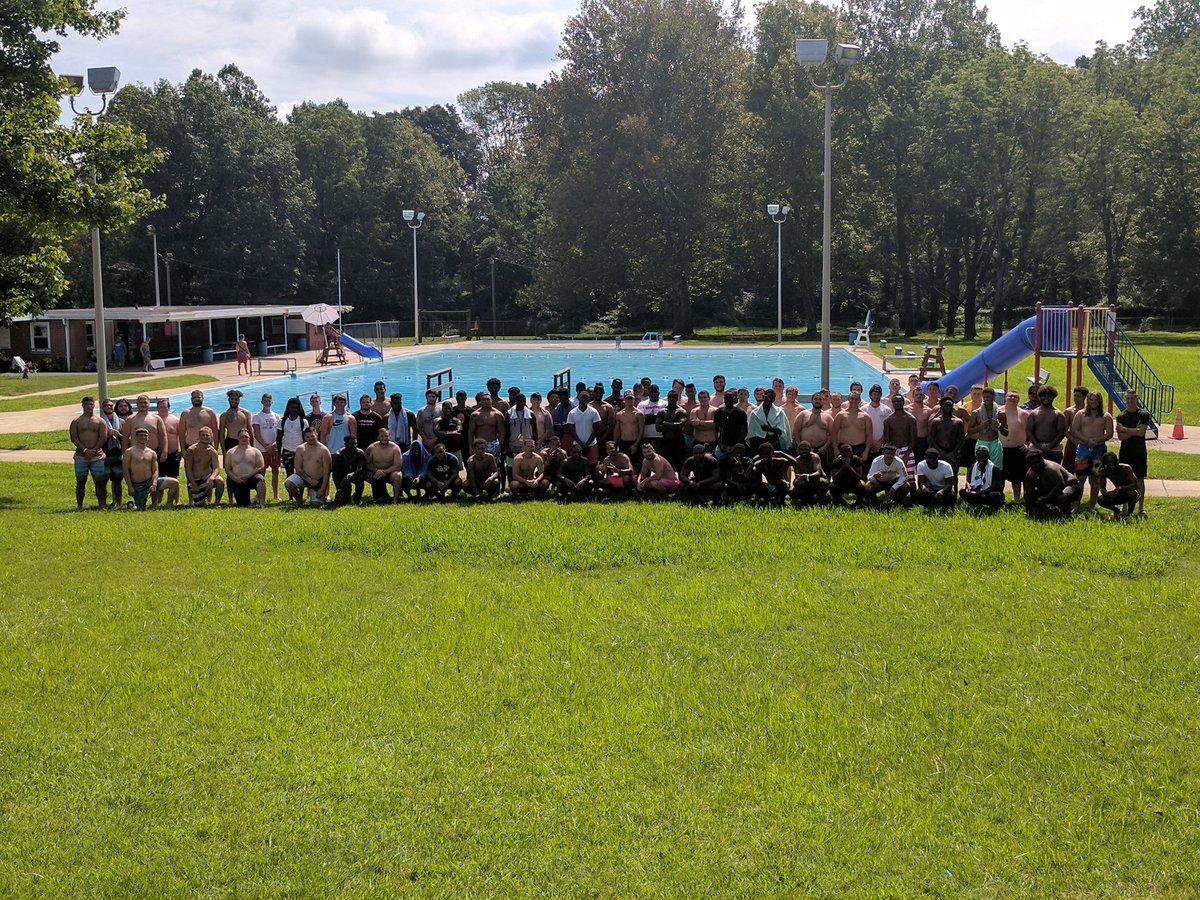 AlverniaFB's tweet photo. Today was our first off day from football during camp, so our first team activity for the Golden Wolves was to go swimming! Thanks to the Ken Grill pool for having us!

#3P
#WOLVESSEA20N
#Camplife https://t.co/1cZby7kV4k