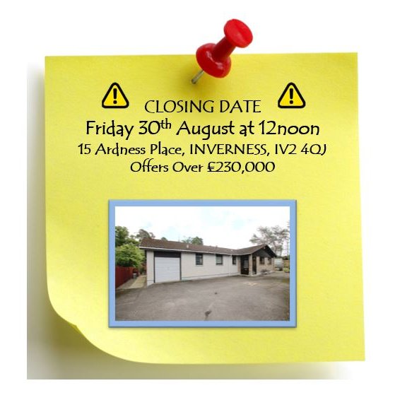 MacandMac28's tweet image. 📣 CLOSING DATE SET - FRIDAY 30TH AUGUST 📣

15 Ardness Place, #Inverness
Offers Over £230,000 
macandmac.co.uk/propert…/15-ardness-place-57021/

All formal offers must be received by 12 noon on Friday 30th August &amp;gt;&amp;gt;&amp;gt; DON&apos;T MISS OUT!

#closingdate #propertyforsale