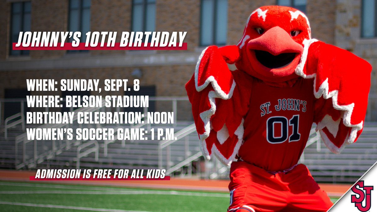 StJohnsRedStorm's tweet photo. You’re invited!! #Johnnys10thBDay 🎉

@StJohnsWSoccer | @JohnnyTbird https://t.co/sHYmc4KERX