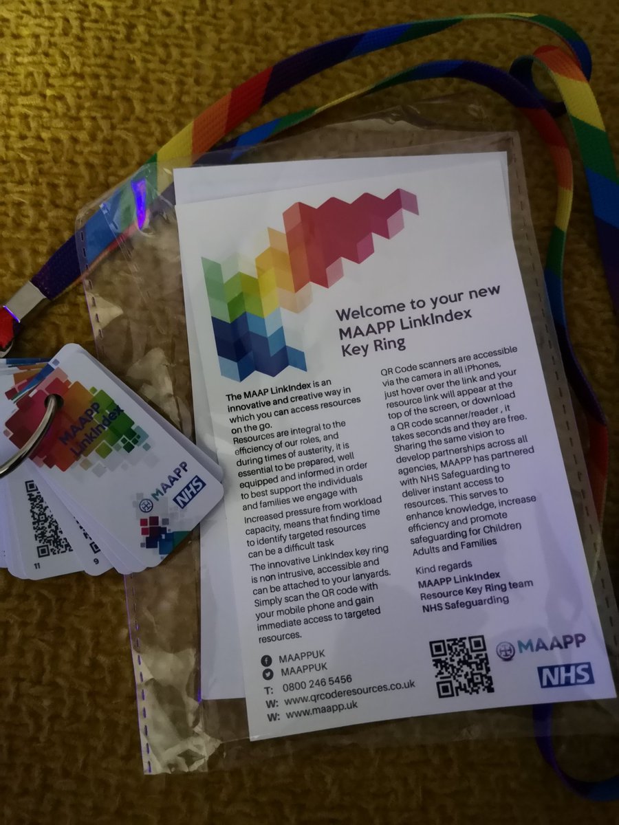 Very excited to receive my new <a href="/MAAPPUK/">Safeguarding toolkit for families @ practitioners</a> lanyard. A great resource that provides access to relevant and useful information on a range of topics via QR codes. Suitable for anyone working with individuals and families. #safeguarding #NHSengland #support