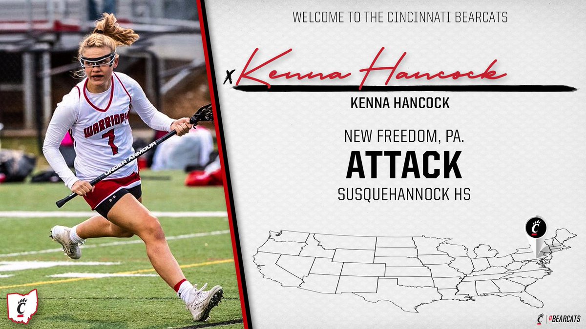 GoBearcatsLAX's tweet photo. Finally, today, join us in welcoming @kennarhancock to the #Bearcats!

🏠 New Freedom, Pa.
👩‍🎓 Susquehannock HS
🥍 TLC Lacrosse

Welcome, Kenna!

🔗 https://t.co/QHOgJ4RMxh https://t.co/HkUQrhrRoT