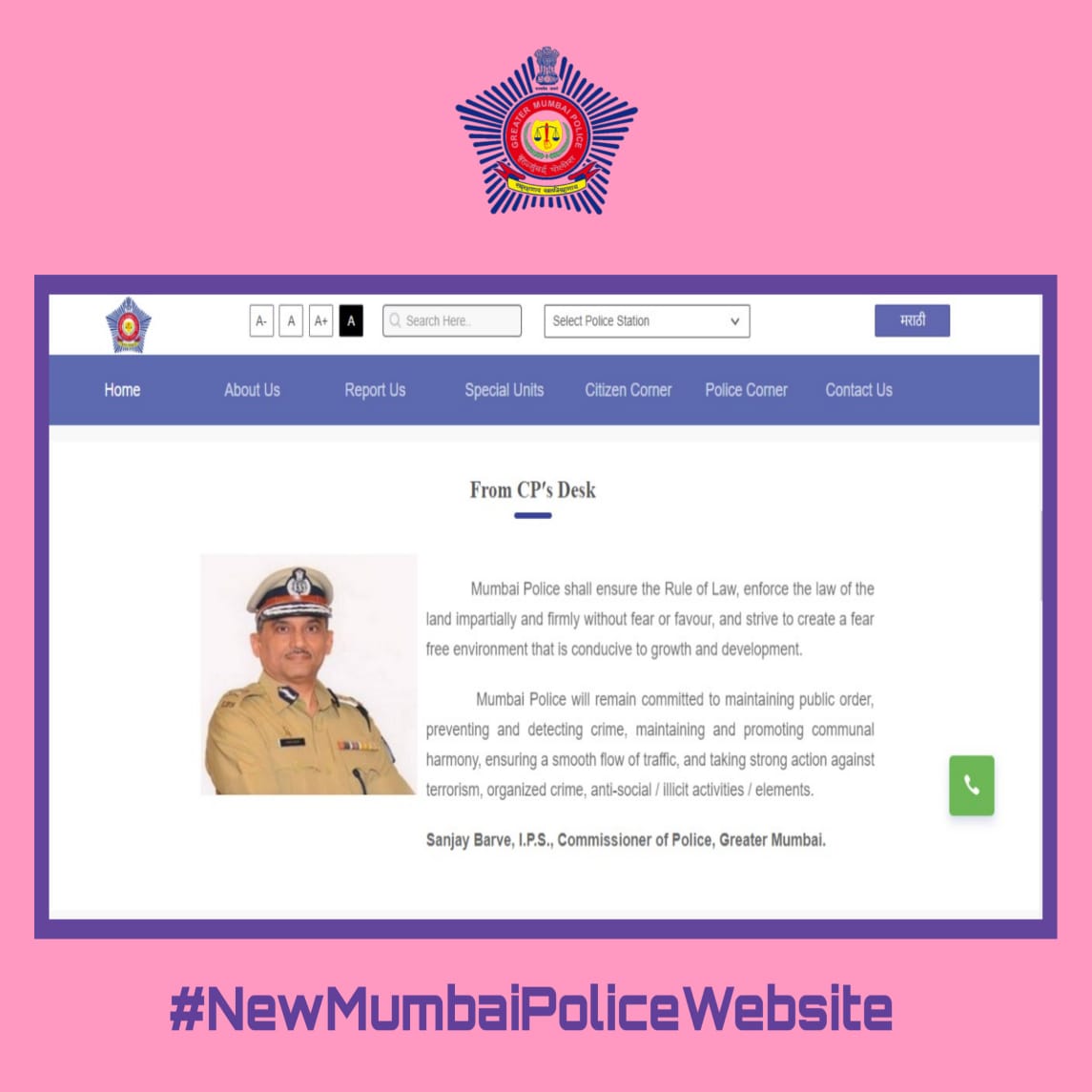 CPMumbaiPolice's tweet photo. We are pleased to announce the launch of the beta version of the new website of Mumbai Police. The new site is available on https://t.co/pc4MJK4UrR,
Your valuable feedback is welcome. #NewMumbaiPoliceWebsite https://t.co/FFa5lTGk9K