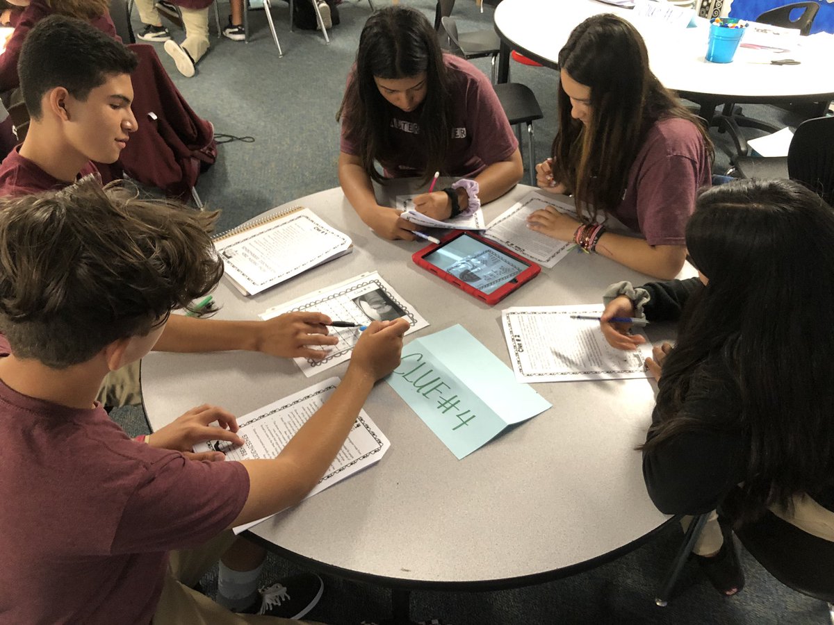 FeasterCharter's tweet photo. .#feastermiddle Ss in Mrs. Trujillo's #eighthgrade class did a Columbian Exchange Escape Room activity - they connected historical clues to solve puzzles! Ss also created code nicknames using their favorite fruit &amp; first letter of their name (my fave, Mango Rama)! #FeasterLearns https://t.co/7so6AT85XX
