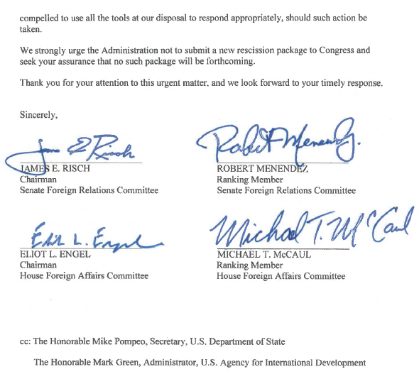 AIPAC's tweet photo. We stand by these bipartisan, bicameral calls reiterating Congress’ constitutional authority to appropriate funds and urging no last minute rescission of foreign aid. https://t.co/PvzWyPv9oy