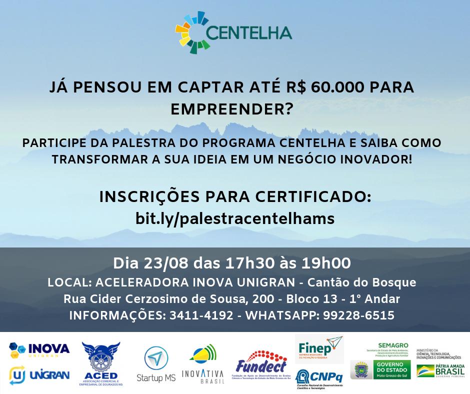 inovaunigran's tweet photo. Já pensou em captar R$ 60.000,00 para empreender?

Participe da palestra do Programa Centelha nessa sexta-feira!

Inscrições no site: https://t.co/ag6rH5ejzi

#unigran
#inovaunigran
#centelhams
#startup
#startupms
#empreendedorismo
#inovacao https://t.co/R0DfbYyIr4