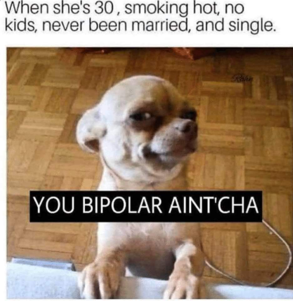 SheWillFly12's tweet photo. Yes bitch I am. Still looking for a soul mate 🤣
#bipolardisorder #mentalillness #mania https://t.co/Z9vpCOom5t