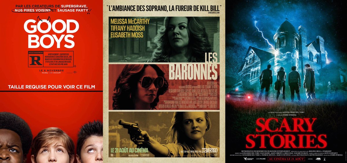 80sBabiesTweets's tweet photo. Vous préférez le genre comédie trash 😂 mafia 💵 ou épouvante 🧟‍♀️ ? À vous de choisir, les 3 sont dispo au cinéma ! 🍿
👉 https://t.co/0uXrpRI17q 👈
#GoodBoys #LesBaronnes #ScaryStories
cc @UniversalFR @warnerbrosfr @Metropolitan_Fr https://t.co/ct6MUtlkD8