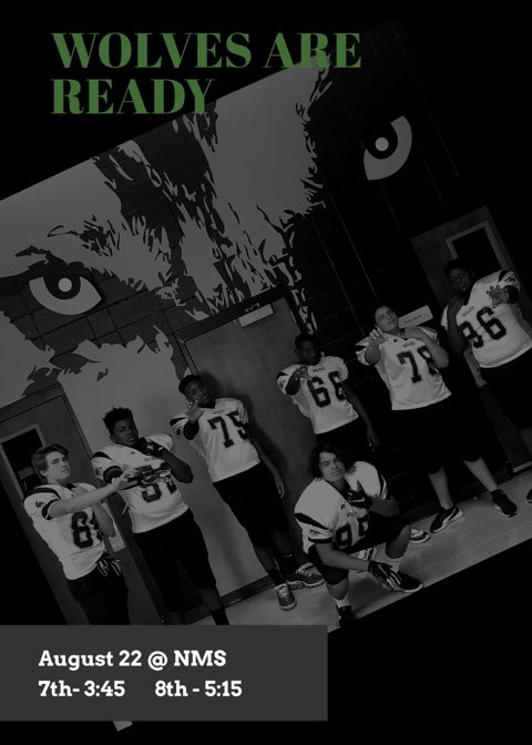 Football kicks off tomorrow at Northside Middle School. Come out and support our Wolves!
