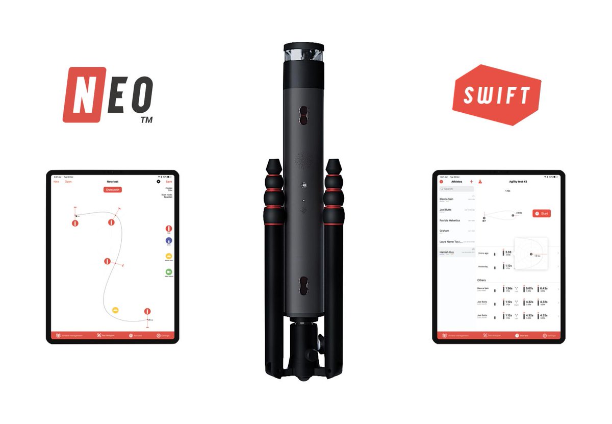 GetWithSwift's tweet image. NEO brings you the most accurate and hassle-free testing and training experience ever.
swiftperformance.com/speed/neo/ #SwiftPerformance
✅ Fully integrated tripods to make setup fast
✅ No tape measure required for distance set-out
✅ Wireless charging
✅ Dual beams for accuracy