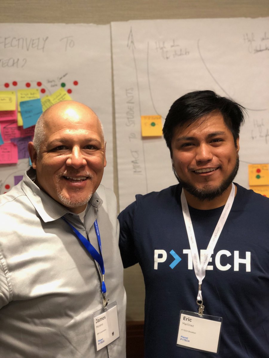 jmorenoOSU's tweet photo. Had the pleasure of meeting this amazing P-Tech grad today: first P-Tech cohort alumni, first generation college grad, future IBMer!#PlanetPTECH2019 #WeArePTECH https://t.co/35BvkAsnTF